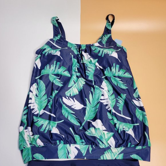 Yonique Two Piece Bathing Suit Blouson Tankini for Women Loose Fit Floral Print - Picture 3 of 13